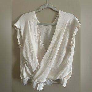 Anthropologie Cream Wrap Top